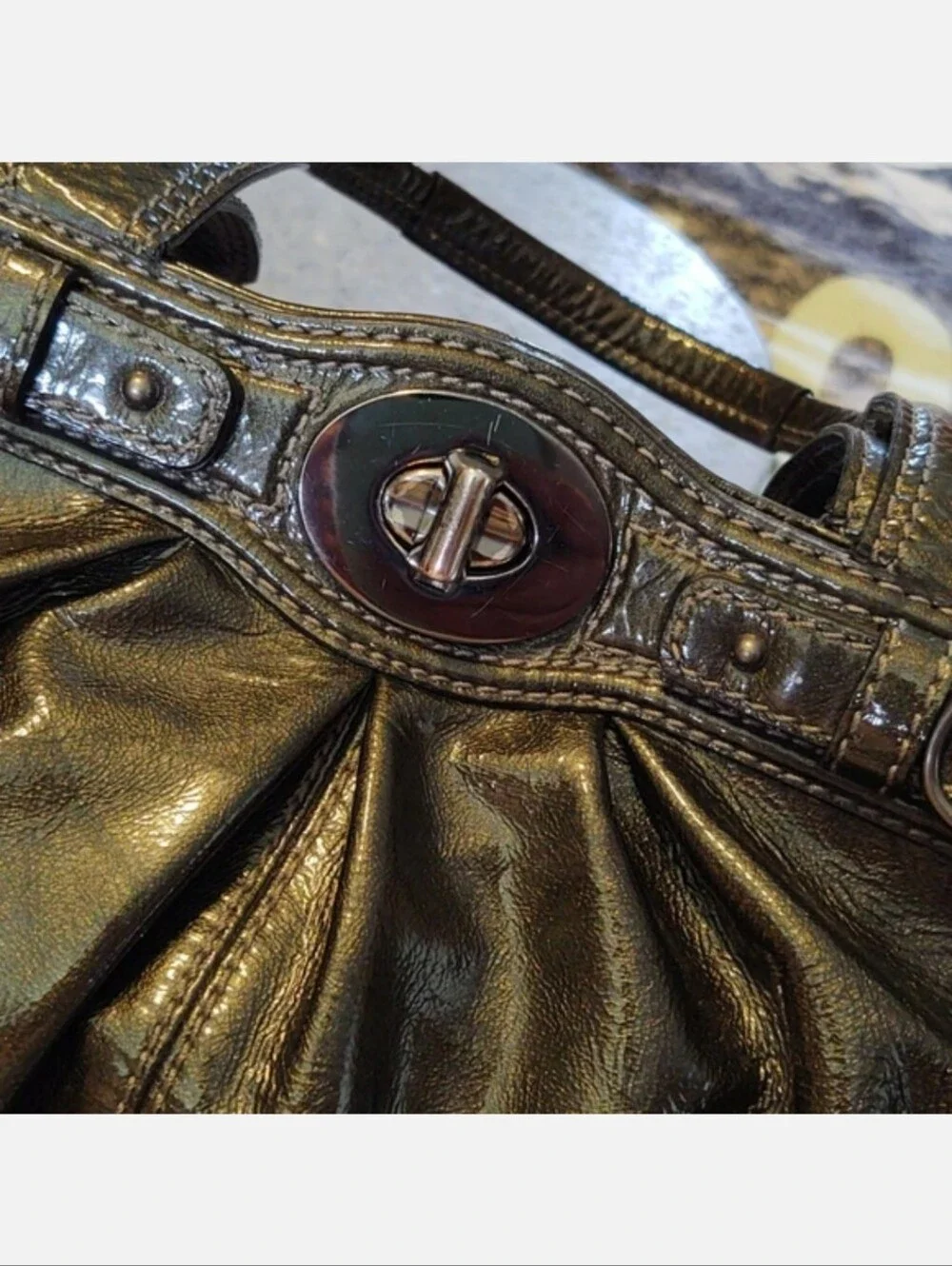 COACH Garnet Patent Leather Gunmetal